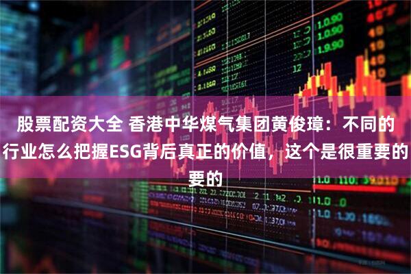 股票配资大全 香港中华煤气集团黄俊璋：不同的行业怎么把握ESG背后真正的价值，这个是很重要的