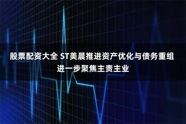 股票配资大全 ST美晨推进资产优化与债务重组 进一步聚焦主责主业